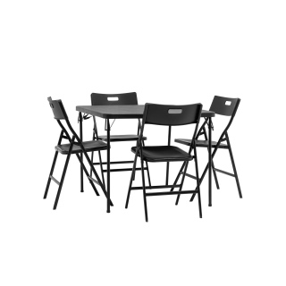 Комплект раскладного стола и стульев YX-ZFP86 black, черный